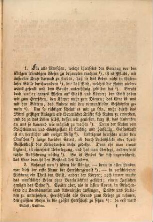 Des Cajus Sallustius Crispus Werke, 2. Die Verschwörung Catilina's und Bruchstücke aus den Geschichtbüchern