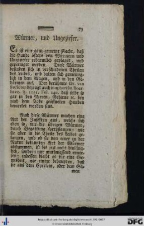 Würmer und Ungeziefer.
