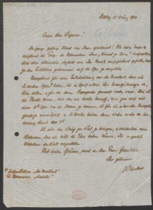 Brief an Fritz Volbach : 15.03.1910