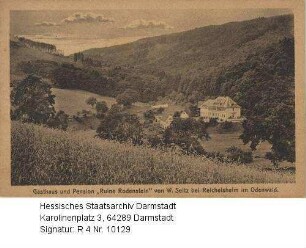 Reichelsheim im Odenwald, Gasthaus und Pension 'Ruine Rodenstein' (Inhaber W. Seitz) / Außenansicht