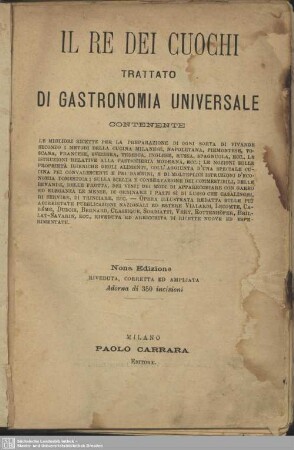 Il re dei cuochi : trattato di gastronomia universale