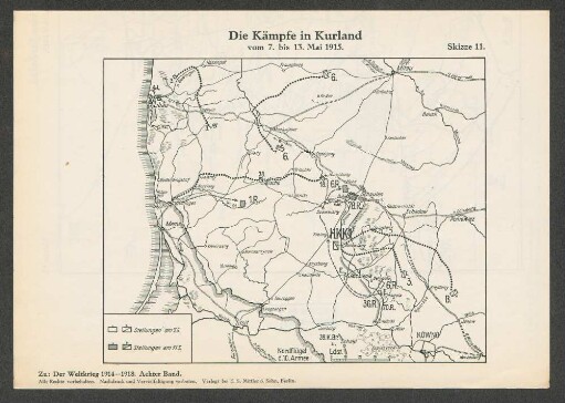 Skizze 11. Die Kämpfe in Kurland vom 7. bis 13. Mai 1915.