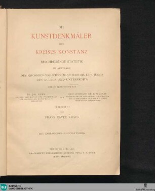1: Die Kunstdenkmäler des Kreises Konstanz : beschreibende Statistik