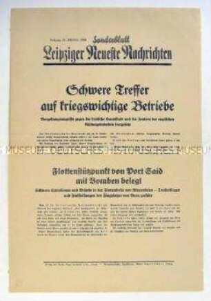 Sonderblatt der "Leipziger Neuesten Nachrichten" zur Bombardierung Großbritanniens