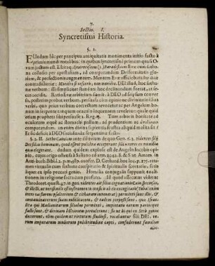 Sectio. I. Syncretismi Historia.