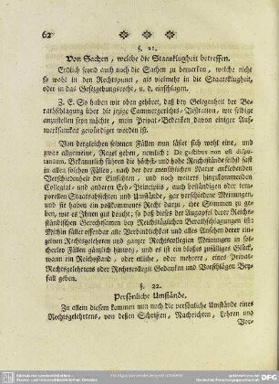 §. 21. Von Sachen, welche die Staatsklugheit betreffen