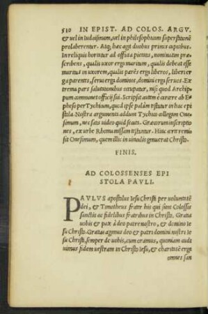 Ad Colossenses Epistola Pauli.
