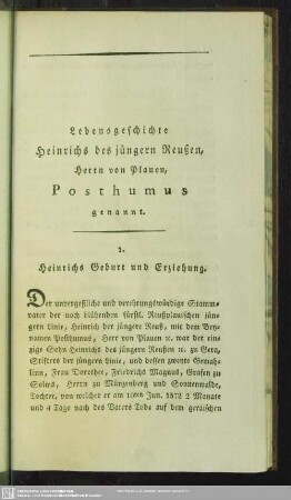1. Heinrichs Geburt und Erziehung