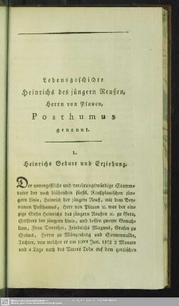 1. Heinrichs Geburt und Erziehung