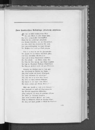 Zum hundersten Todestage Friedrich Schillers.