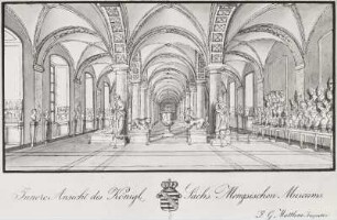 Johanneum, Inneres, Erdgeschoss, Ostflügel, Ansicht des Mengsischen Museums, um 1830. Dresden, Stadtmuseum