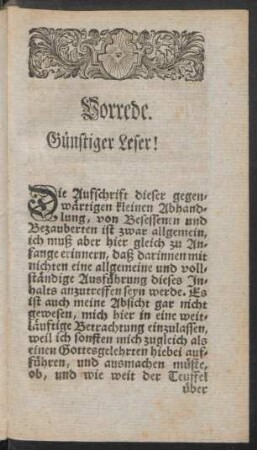 Vorrede. Günstiger Leser!