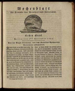Erstes Stück. Berlin den 1ten November 1783.