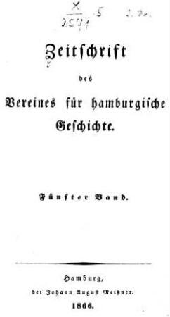 5.1866: Zeitschrift des Vereins für Hamburgische Geschichte