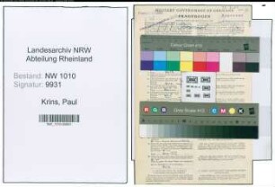 Entnazifizierung Paul Krins , geb. 05.03.1918 (Postbeamter)