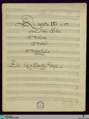 Quartets. Arr - Don Mus.Ms. 1580 : ob, vl, vla, vlc; E|b; BenP 302