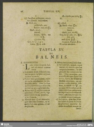 Tabula XV. De Balneis