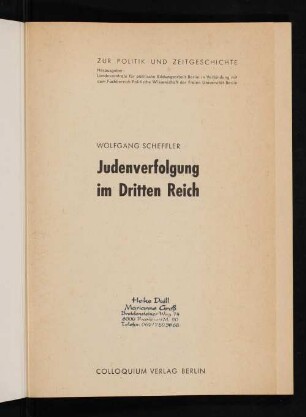 Judenverfolgung im Dritten Reich