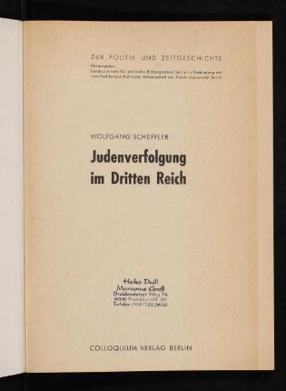 Judenverfolgung im Dritten Reich