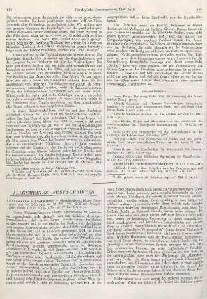 Allgemeines, Festschriften