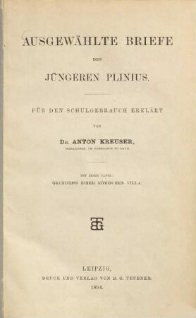 Ausgewählte Briefe des Jüngeren Plinius : für den Schulgebrauch