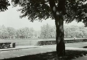Großer Garten : Blick über den Teich auf das Café am Palaisteich