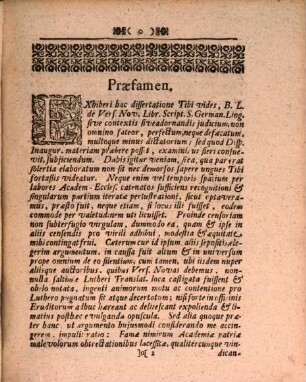 Dissertatio Theologica De Novis Bibliorum Versionibus Germanicis Non Temere Vulgandis C. E. Trilleri & J. H. Reizii rationes potissimum sub examen vocans