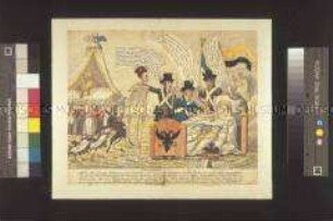 Germanias bunte Bettdecke - Karikatur der 48er Revolution mit Bezug auf die Einheit Deutschlands
