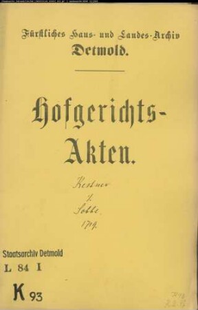 Kestner, Advokat und Prokurator gegen Goldschmied Joh. Ernst Sobbe - Advokaturgebühr