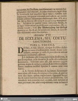 Articulus VII. De Ecclesia, Seu Coetu Sanctorum