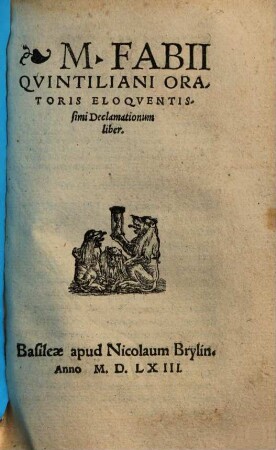 M. Fabii Quintiliani Declamationum liber