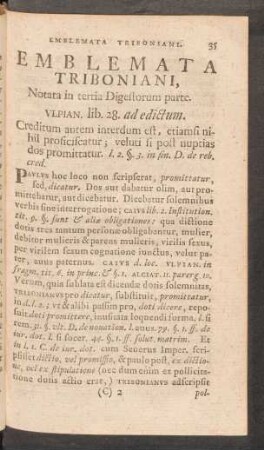 Emblemata Triboniani, Notata in tertia Digestorum parte