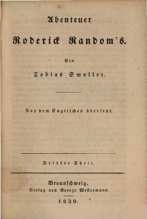 Abenteuer Roderick Random's : In vier Theilen, 3