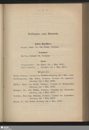 Kollegien und Beamte