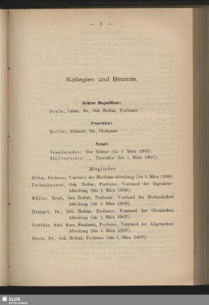 Kollegien und Beamte