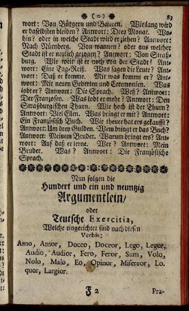 Hundert und ein und neuntzig Argumentlein/ oder Teutsche Exercitia,