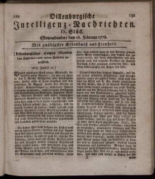 IX. Stück. Sonnabends: den 28. Februar 1778.