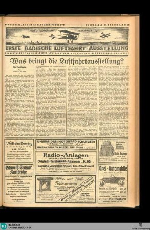 Karlsruher Tagblatt, Erste Badische Luftfahrt-Ausstellung