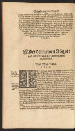 Wider den newen Abgott und alten Teuffel/ der zu Meissen sol erhaben werden ... 1524.