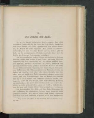 VII. Die Genese der Zelle