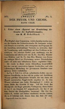 Annalen der Physik. 219 = Poggendorff's Annalen ; Bd. 143 = Reihe 5, Bd. 23. 1871