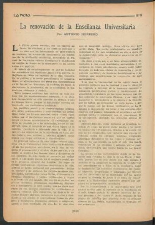 La renovación de la enseñanza universitaria