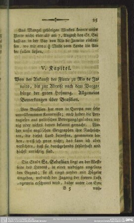 V. Kapitel. Von der Ankunft der Flotte zu Rio de Janeiro, bis zur Abreise nach dem Vorgebürge der guten Hofnung