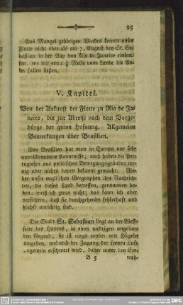 V. Kapitel. Von der Ankunft der Flotte zu Rio de Janeiro, bis zur Abreise nach dem Vorgebürge der guten Hofnung