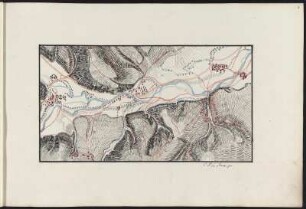 Plan im Stile des Sächsischen Meilenblattes, Federzeichnung, bis 1802 : Band 1: Seite 4: [Karte in Machart des Meilenblattes von Sachsen] / C. F. A. Beck jun.. - [Annaburg]. - 1 Karte ; Handzeichnung, koloriert, 13 x 23 cm