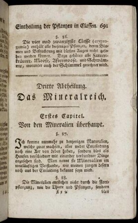Dritte Abtheilung. Das Mineralreich.