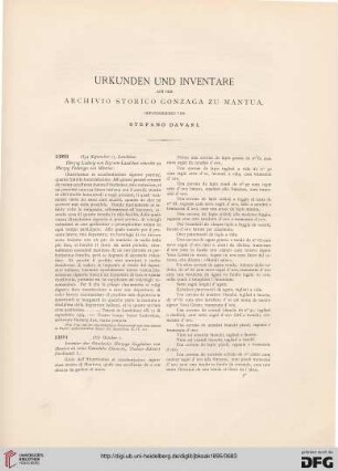 Urkunden und Inventare aus dem Archivio Storico Gonzaga zu Mantua