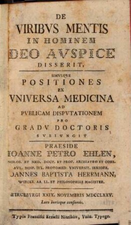 De viribus mentis in hominem dissertatio