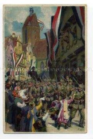 Ausmarschierende Soldaten