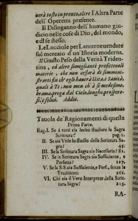 Tauola de Ragionamenti di questa Prima Parte.